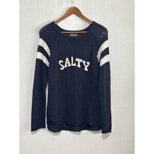 Wooden Ship Salty Sweater M Navy Blue Raglan Airy Beach Coastal Nautical Preppy